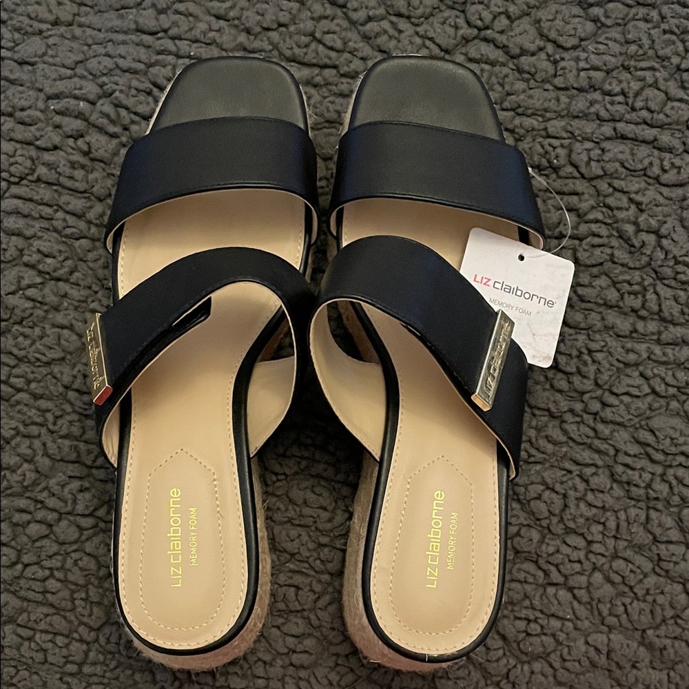 Liz Claiborne Black Slide Sandals